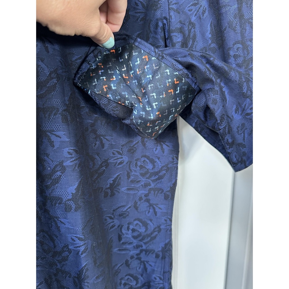 Robert Graham Shirt Mens Medium Blue Floral Jacquard Button Down Contrast Cuffs - Picture 5 of 6